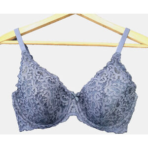 Body By Victoria Secret Bra 36DD Lined Demi Blue Lace Multiway Coquette Push Up